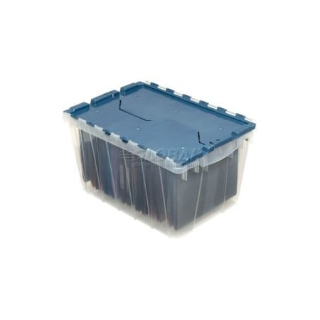 Akro-Mils Attached Lid Container, 12 gal Volume Cap., 21-1/2 in L, 15-1/4 in W, 12-1/2 in H, Clear 66486FILEB